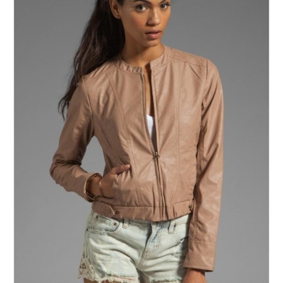 Jack BB Dakota Lenon Quilted Moto Jacket Blush L - Picture 2 of 10